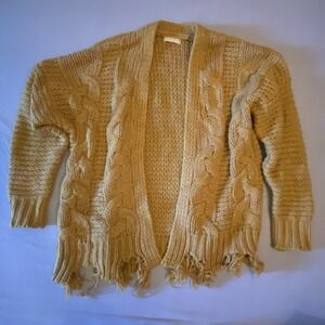 BUCKLE GILDED INTENT Boho Distressed Sweater L BKE Grunge Frayed Knit Cardigan